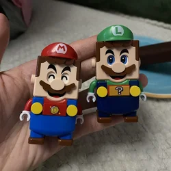 Super Mario Bros Blocks Luigi Buliding Blocks Action Toy Figures Assembly Toys mark box Dolls Children Birthday Gifts spiderman