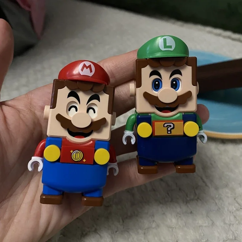 Super Mario Bros Blocks Luigi Buliding Blocks Action Toy Figures Assembly Toys mark box Dolls Children Birthday Gifts spiderman