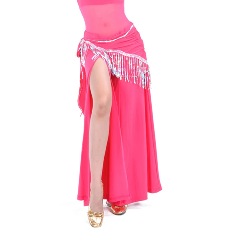 Belly Dance Costume Triangle Hip Scarf Tassel Silvery Hot Drill Long Waist Chain Female India Dancer Practice Clothes Belt