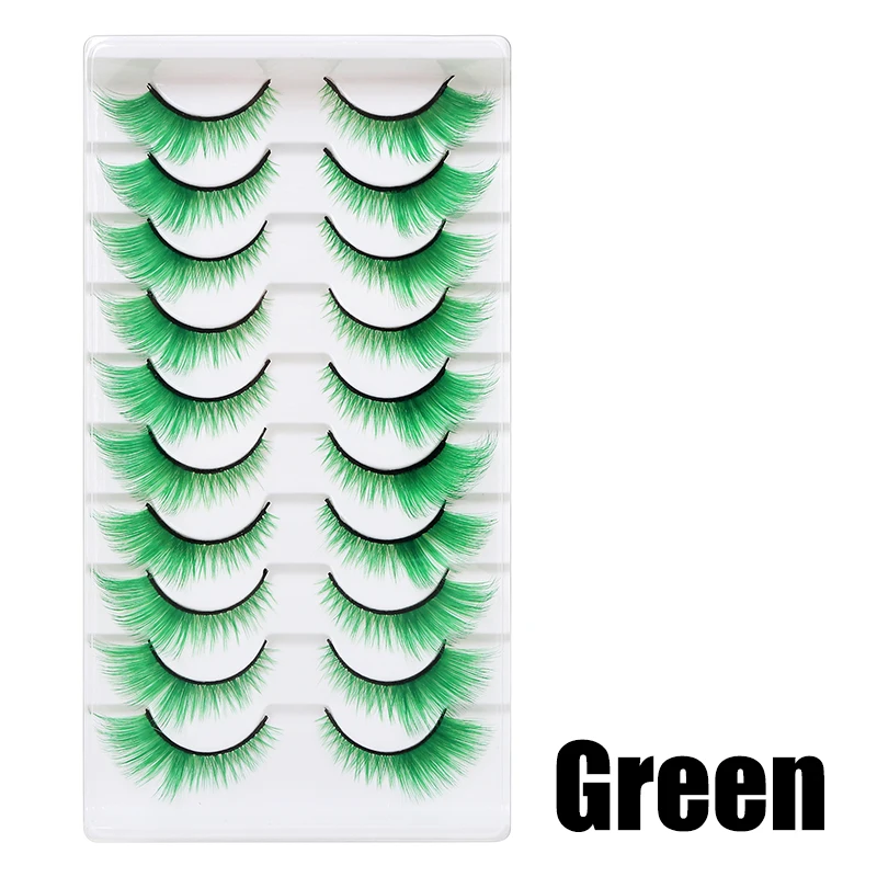 DINGSEN 1/5/10 Paar Bunte Flauschige Streifen-Wimpern Natürliche Weiche Wimpern Wispy Falsche Wimpern 3D Lockige Wimpern für Make-up – Detail 32