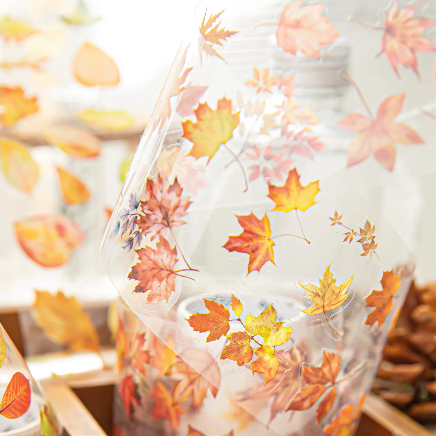 1 Pc Creative Cute Simulation Leaf Pattern Die Cut PET Stickers Tape DIY Scrapbooking Journaling Phone Decorative Stickers