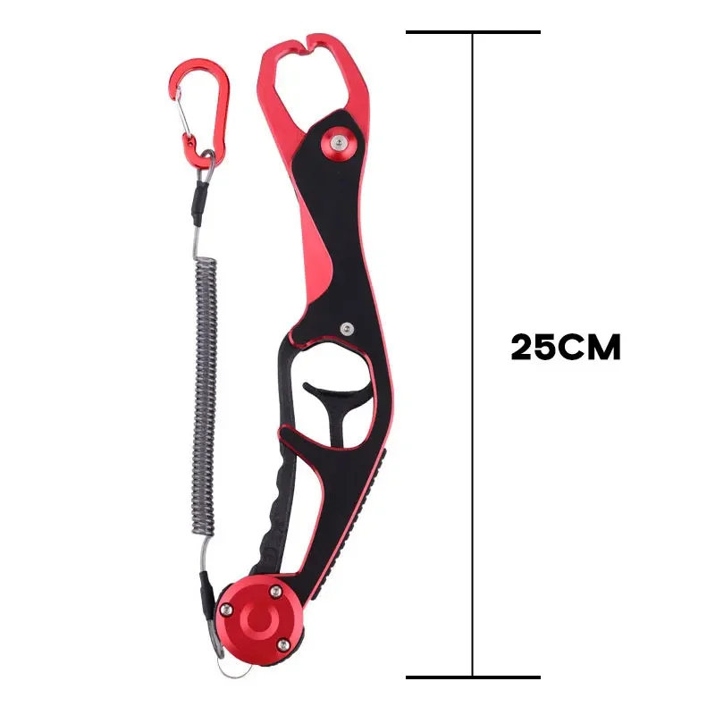 Fishing Lip Gripper 25cm Aluminium Alloy Fish Grip Max Opening 33mm Pliers Clamp Grabber With Fishing Lanyards Pesca Tackle