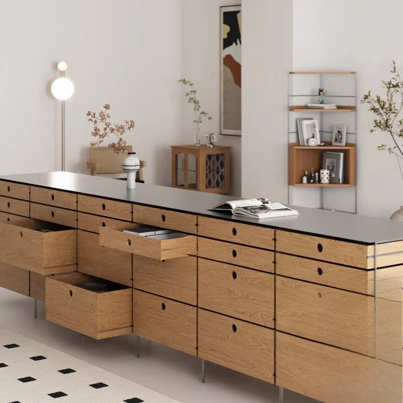 

Нагрудный шкаф из цельного дерева из нержавеющей стали для маленькой квартиры, многослойный шкаф для хранения, шкафчик для гостиной