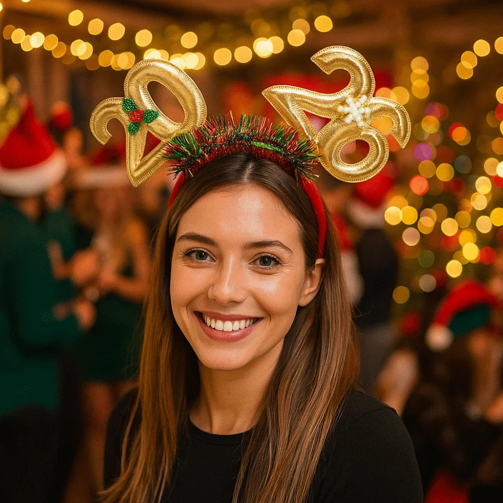 الترتر 2026 السنة الجديدة Headbands نجمة ملونة عيد الميلاد عقال خوذة عدد السنة الجديدة الشعر هوب للكبار والأطفال #3