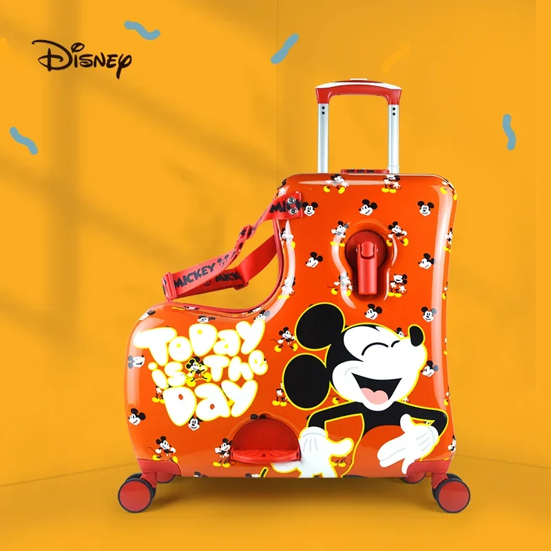 Disney Children's Travel Suitcase Cartoon Kid's Luggage Sat and Ridden Luggage for Children PC Zipper Travel Suitcase on Wheels