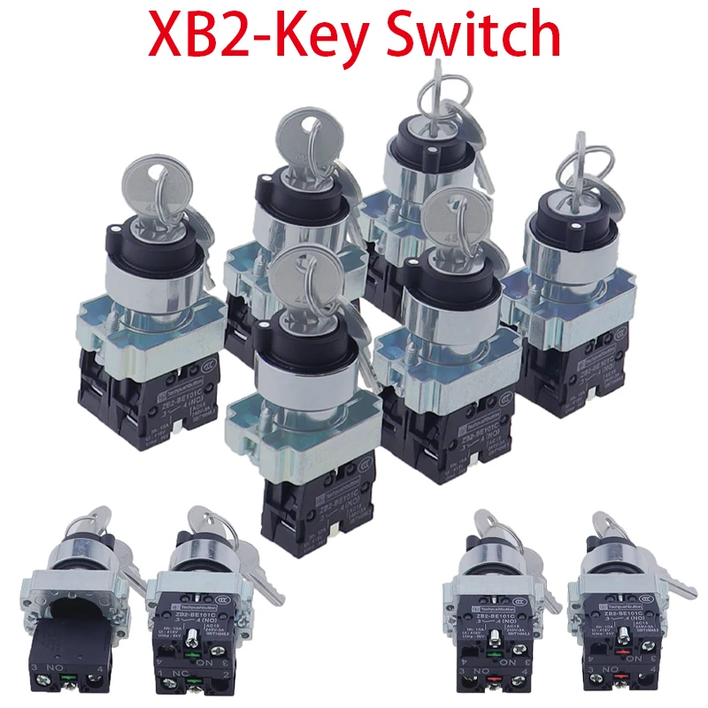 22mm XB2-BG33/XB2-BG21 3/2 Position Key Select Button Switch NO/NC Metal Knob Switch Rotary Switch