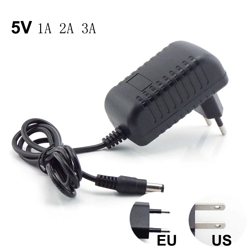 AC 110v 240V to DC 5V 1A 2A 3A 3000ma Power Adapter Supply wall Charger Adaptor EU US Plug for LED Light Strip cctv camera