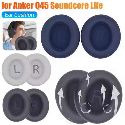 For Anker Q45 Soundcore Life Headset Earpads Protective Cover Protein Leather Replacement Headphone Pads Headphone Ear Cushion