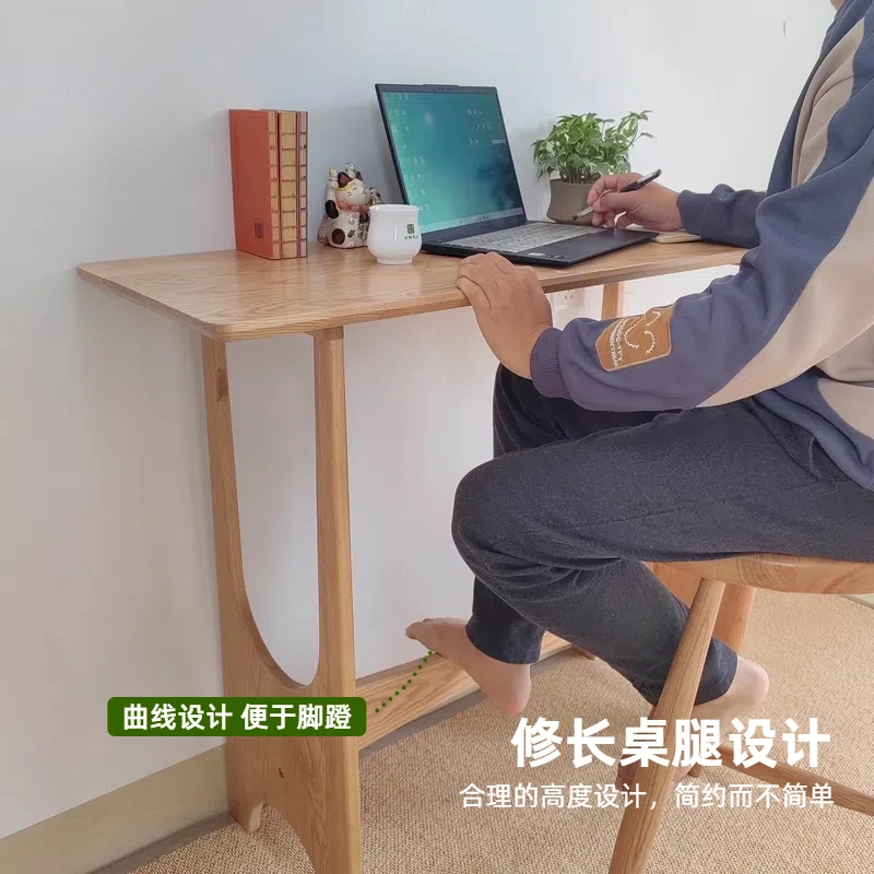 Bar table Household long table against the wall Antique solid wood