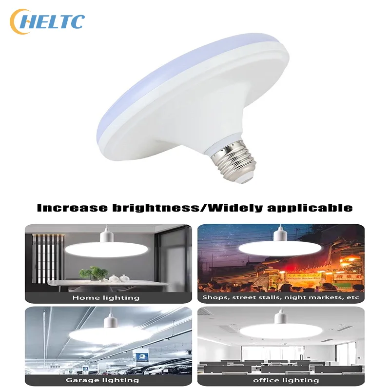 

1PCS Bulb 20-200W Indoor Lighting Flying Saucer Light Ceiling Lamp Garage Light LED Bulb AC 220v E27 Base Energy Saving Lamp