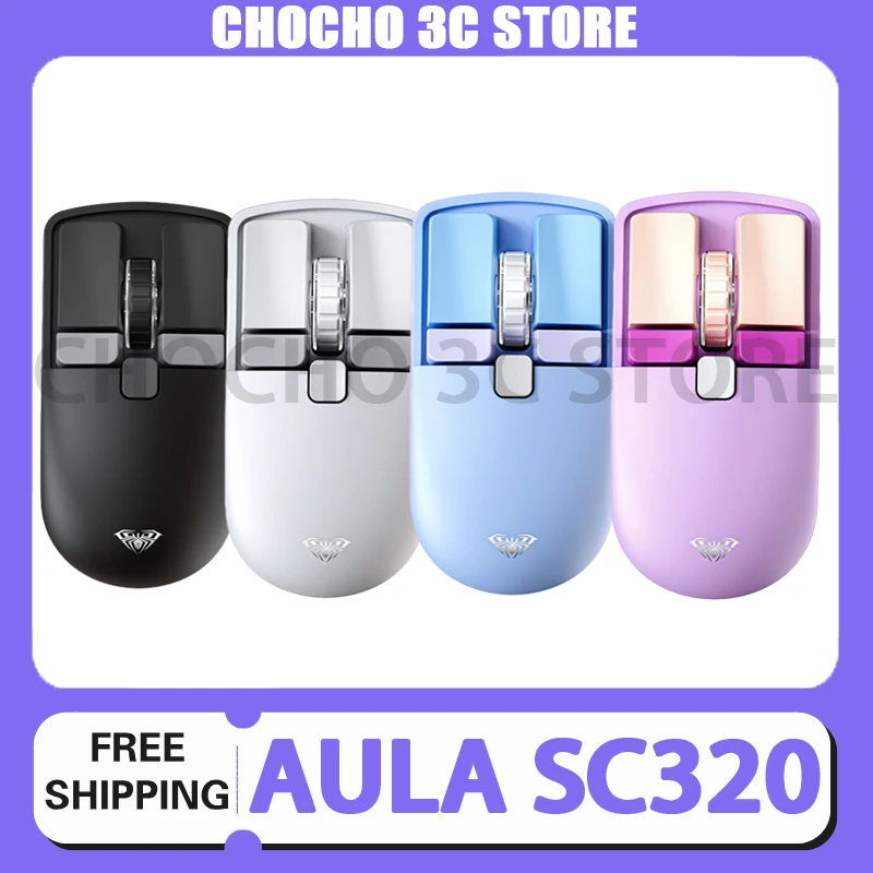 Aula Sc320 Mini Xiao Qiao Mouse Wireless Blurtooth 2.4ghz Two-Mode Three-Speed Control Erogonomics For Pc Customize Office Gifts