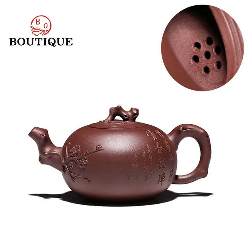 

380ml Yixing Raw Ore Purple Clay Teapot Chinese Handmade Plum Pot Kungfu Teaware Samuume Art Kettle Drinkware for Puer Green Tea