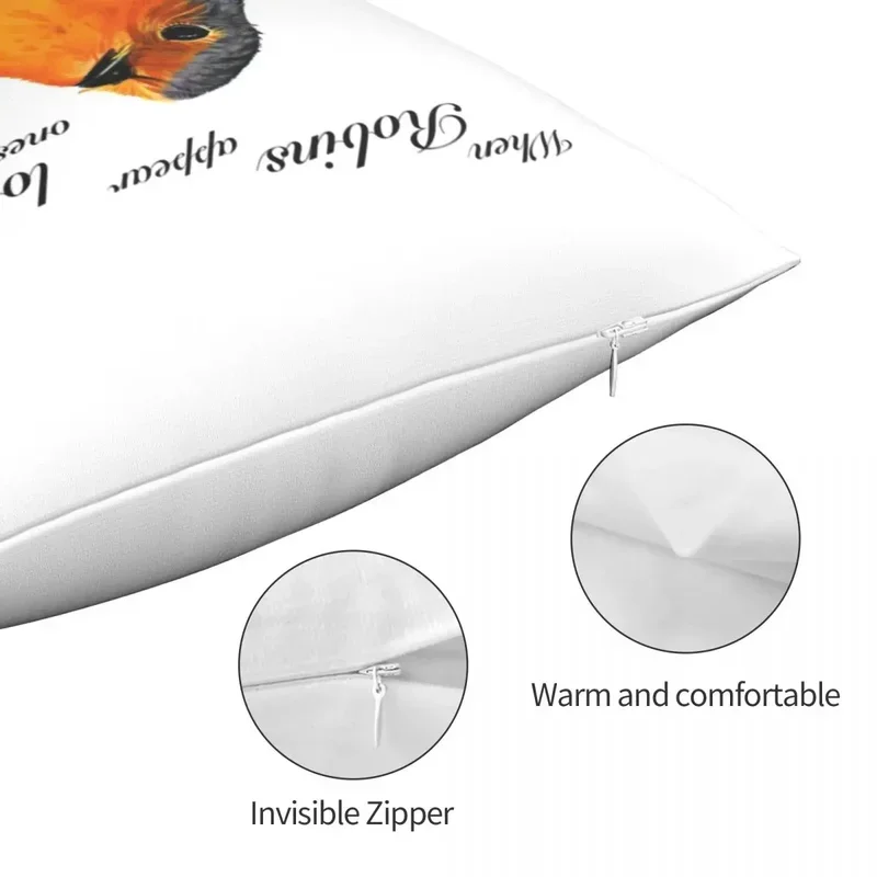 وسادة Robins المرئية عندما تكون محبوبتك قريبة من البوليستر والكتان المخملي المطبوع بسحاب ديكور غطاء وسادة أريكة