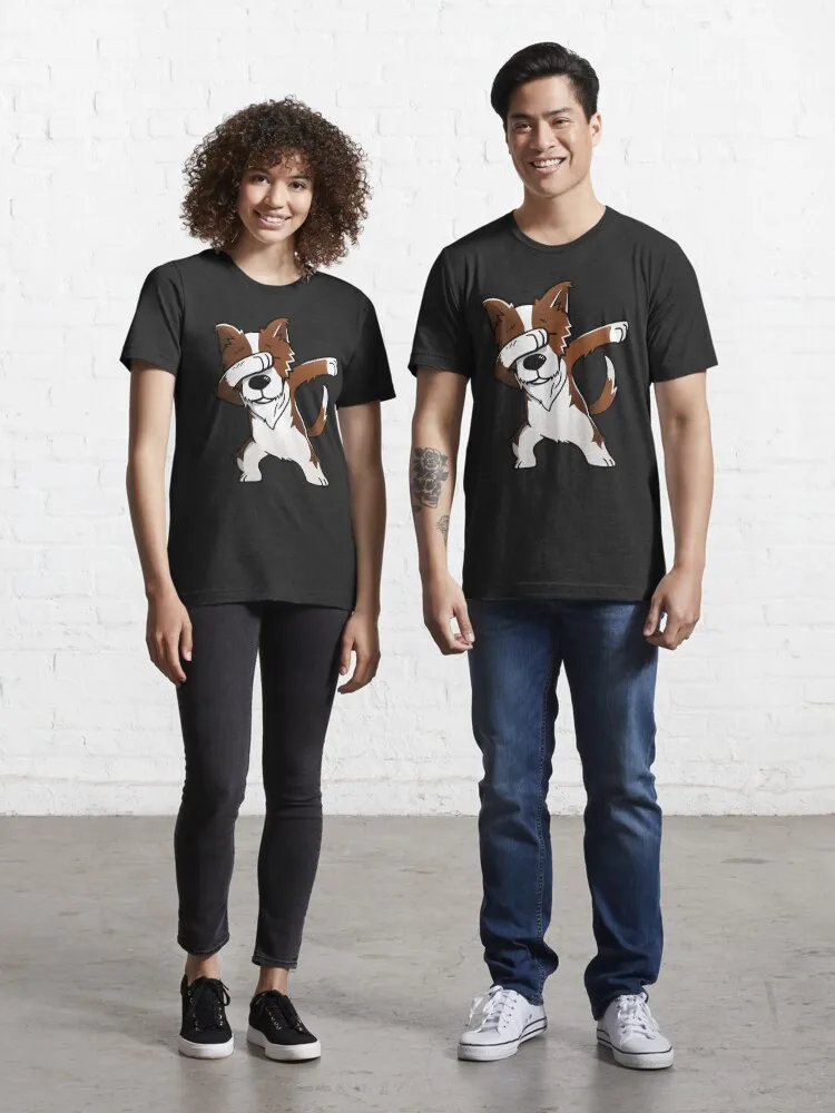 Dabbing Red Border Collie Essential T-Shirt 100% Cotton Streetwear High Quality New Fashion Top Tees