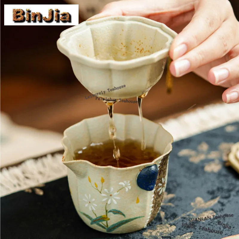 

140 мл ручная роспись ромашка ручной захват чайник дзен чайник заварник горшок бытовой чайник чайник с ситечком украшение для чайной церемонии
