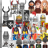 Medieval Military Building Blocks Solider Figures Gifts Weapons Shields Helmets Lionheart Teutonic Knights Militiaman Farmer MOC