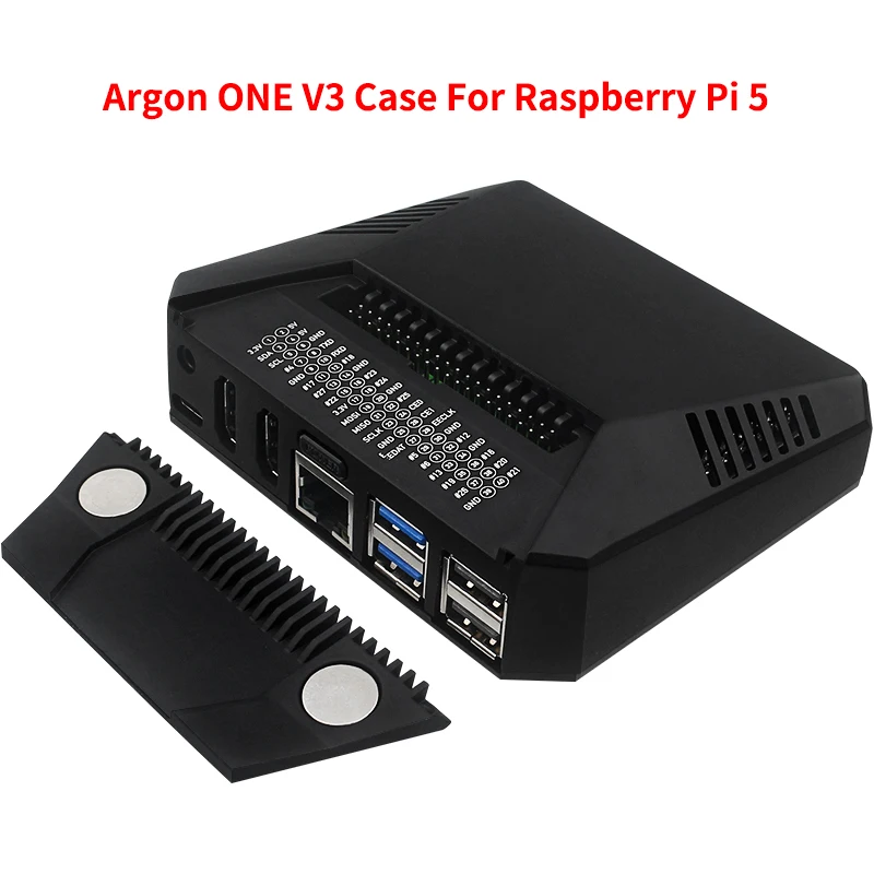 

Argon ONE V3 Case Aluminum Shell Bulit-in PWM Fan Active Cooling For Raspberry Pi 5