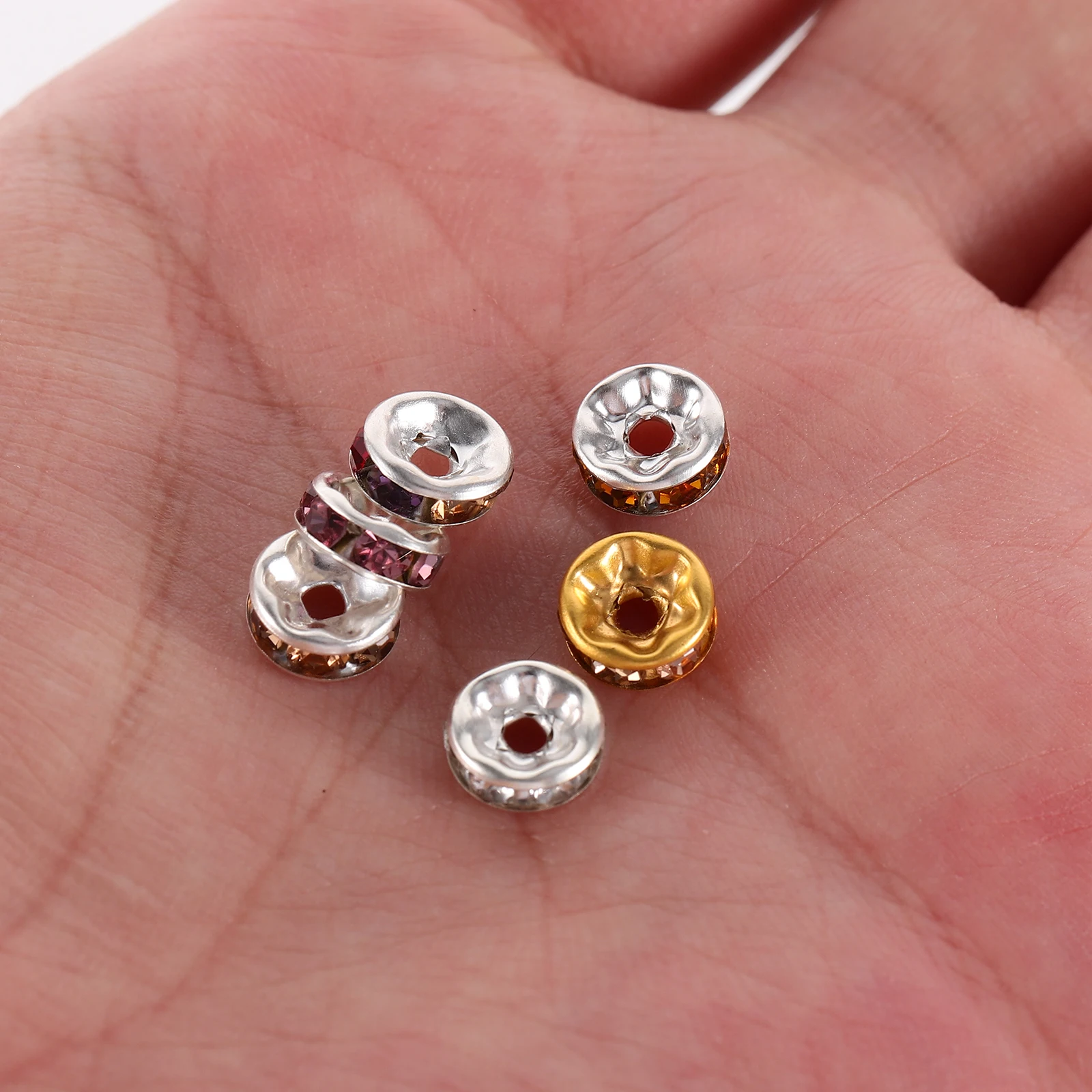 200 шт., бусины-разделители со стразами