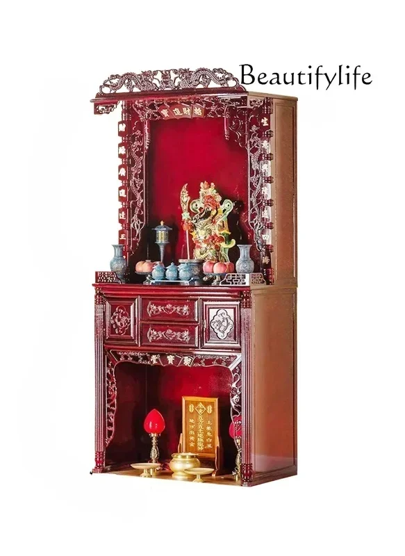 

Solid Wood Chinese Buddha Niche Clothes Closet Household God of Wealth Guan Gong Buddha Cabinet Altar