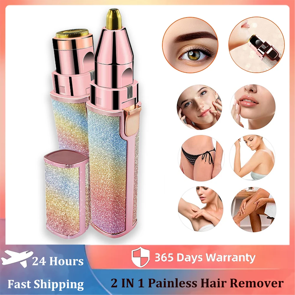 

2 IN 1 Painless Hair Remover Portable Epilator Electric Lady Shaver Eyebrow Shaper Facial Leg Armpit Bikini Body Women Trimmer