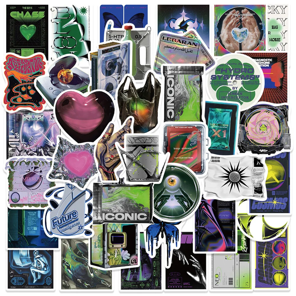 10/20/40pcs Retro Acidic Art Aesthetic Stickers Cartoon Creative Pattern Sticker DIY Skateboard Notebook Phone Cool Decals Pack
