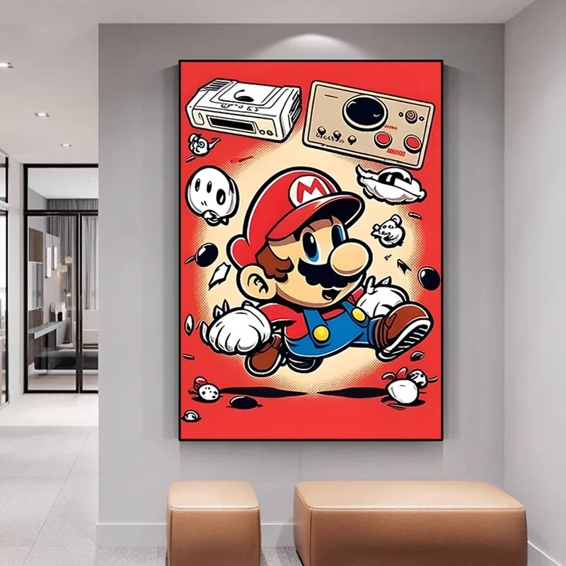 MINISO Classic Anime Game Mario Character Plumber Gamer Poster and Prints Canvas Printing Wall Art Picture for Living Room Decor