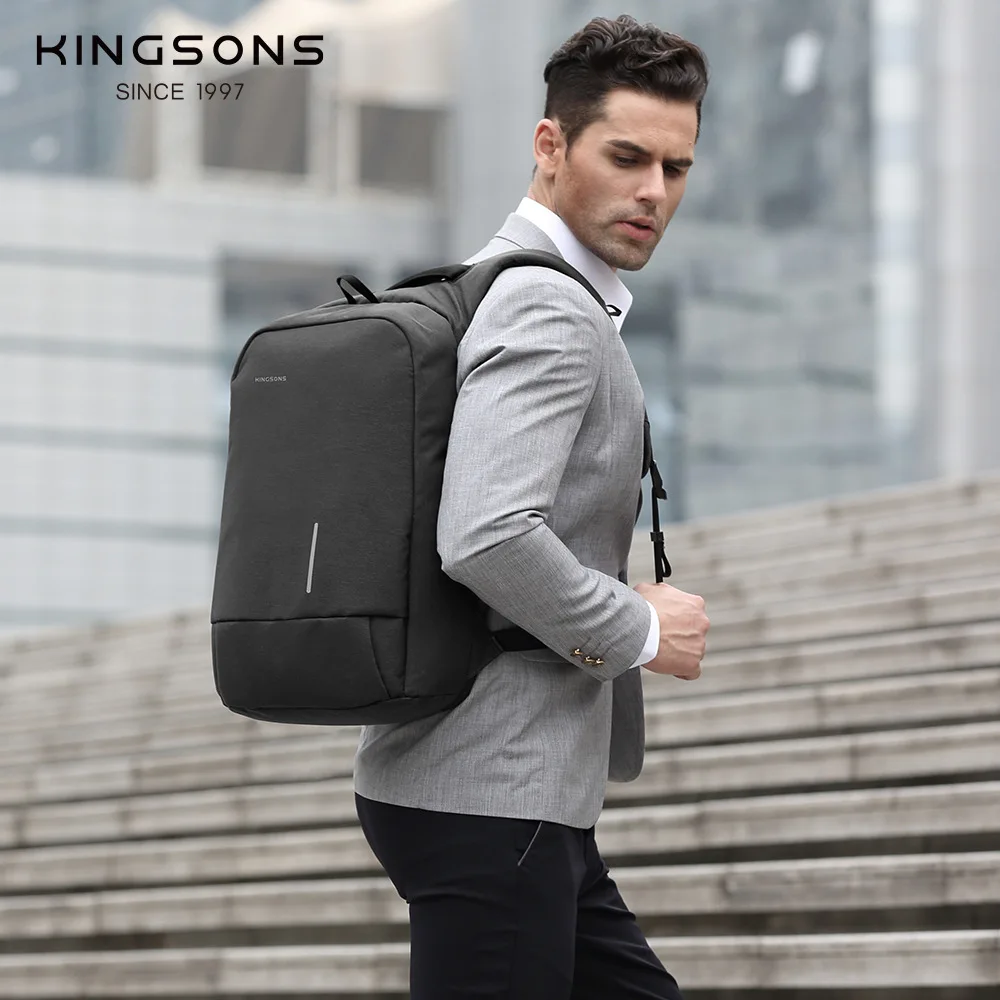 Kingsons Customs Lock Anti-theft Men Women Backpack For Laptop 13.3/15.6/17.3 inch Waterproof With USB Charging Port 180° Open