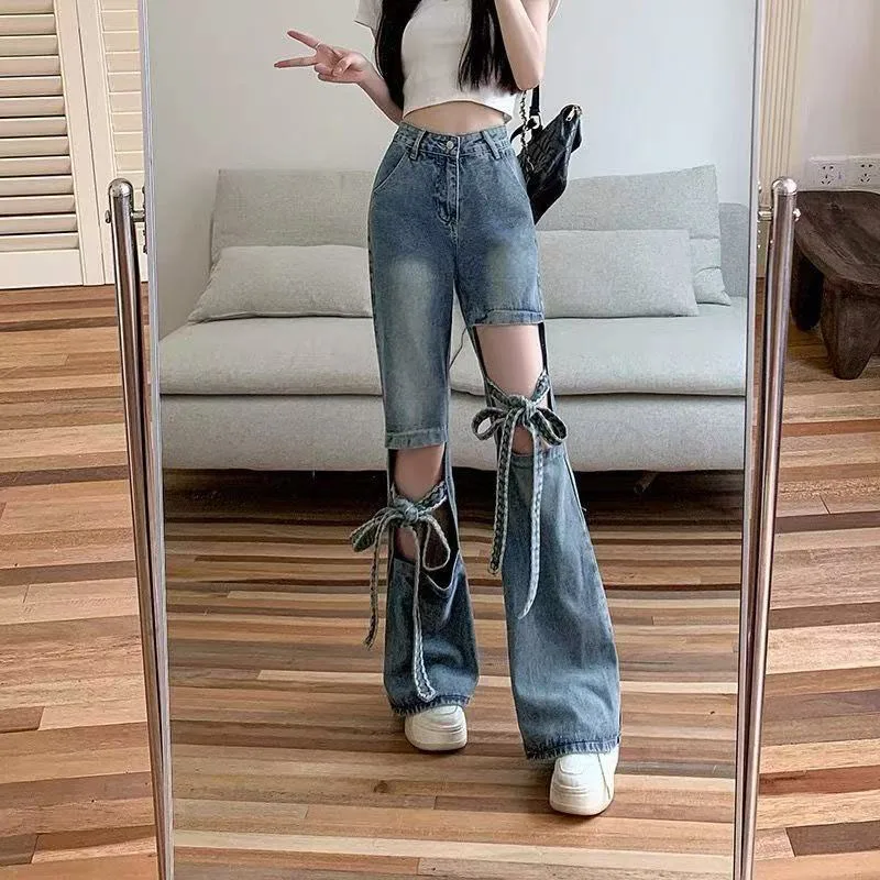 New 2025 Patchwork Leaky Leg Jeans for Women