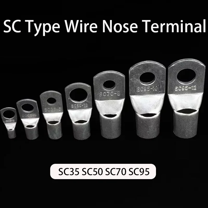 

SC Type Wire Nose Terminal SC35 SC50 SC70 SC95 Bare Copper Block Lugs Hole Crimp Wire Connectors DTGA Cable End Connector