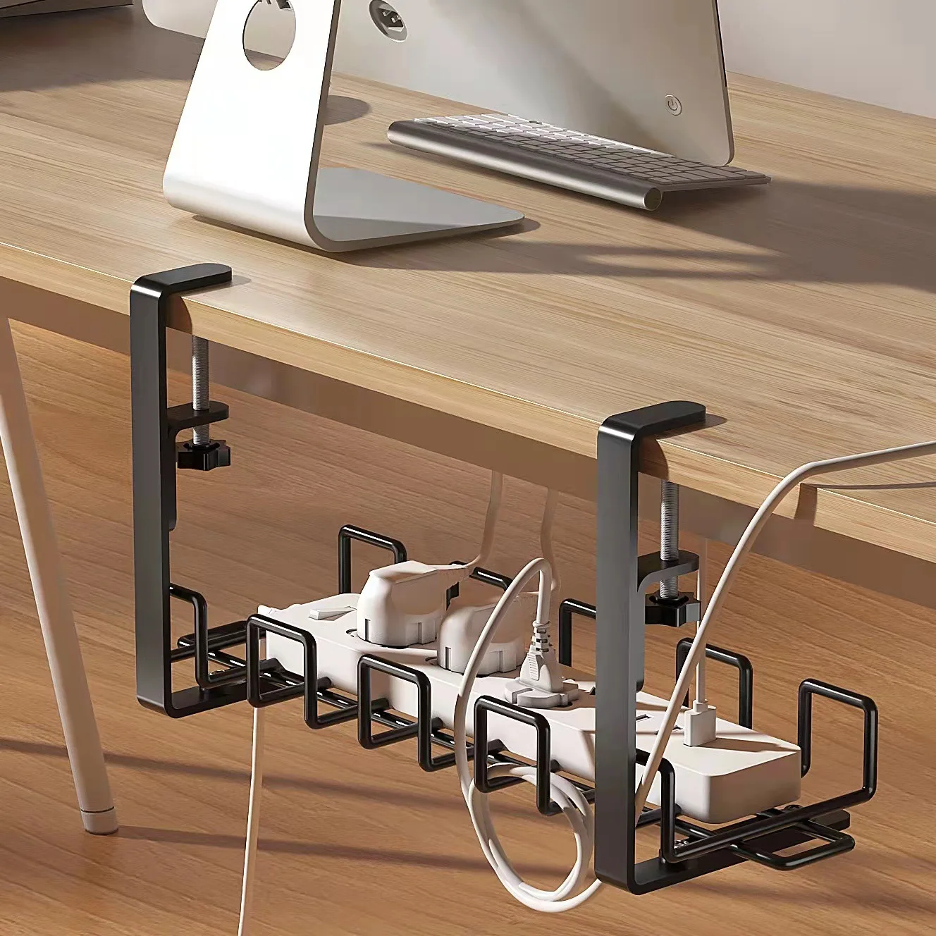 

Under Table Socket Hang Holder Desk Cable Management Tray Power Strip Storage Rack For Offices Living Room Wire Cord Organizer