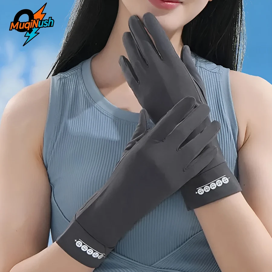 MuqiNush Fingerless Gloves Summer UV Protection Cool Ice Silk Sunscreen Suitable for Both Men and Women in Driving Camping Sport