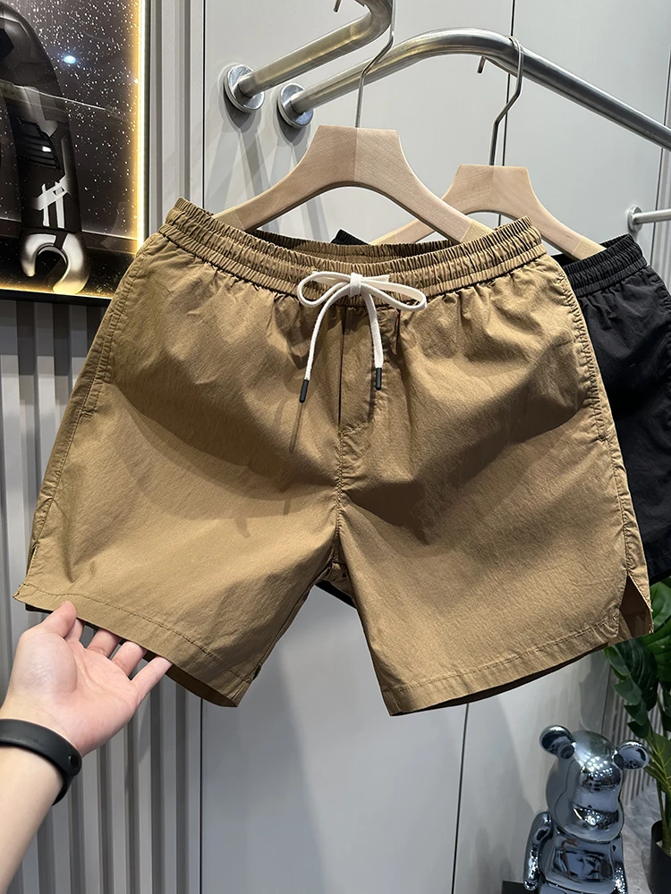 

Новые мужские быстросохнущие повседневные свободные пляжные шорты 2025 года, спортивные шорты для бега, подростковые летние активные штаны из полиэстера с прямыми штанинами