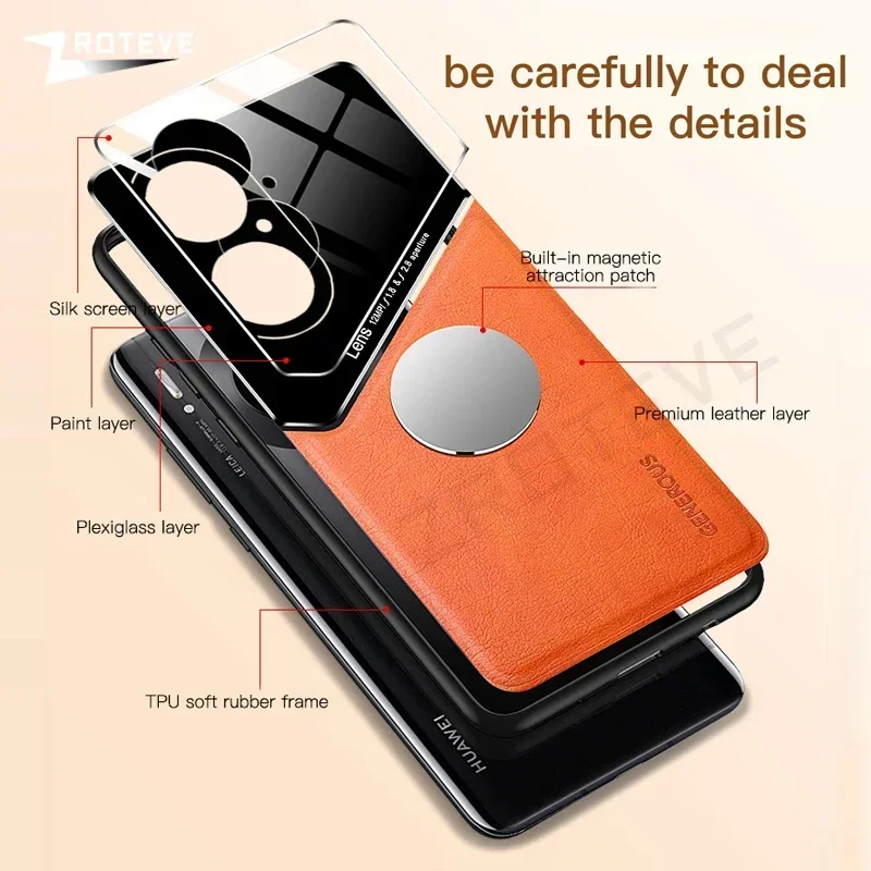 P50 Pro Case Zroteve Leather Texture Soft Frame PC Cover For Huawei P50 P60 P40 Pro P 60 50 40 P50Pro P60Pro 5G Phone Cases