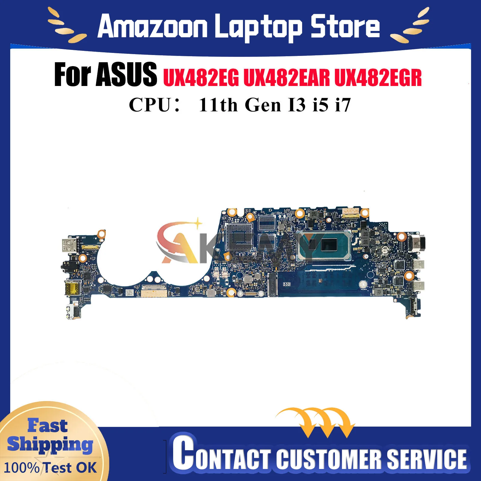 

Материнская плата UX482EAR для ноутбука ASUS BX482E UX482EA UX482EGR UX482E UX482EAR UX482EG UX4100E BE482E, материнская плата 11-го поколения I3 i5 i7
