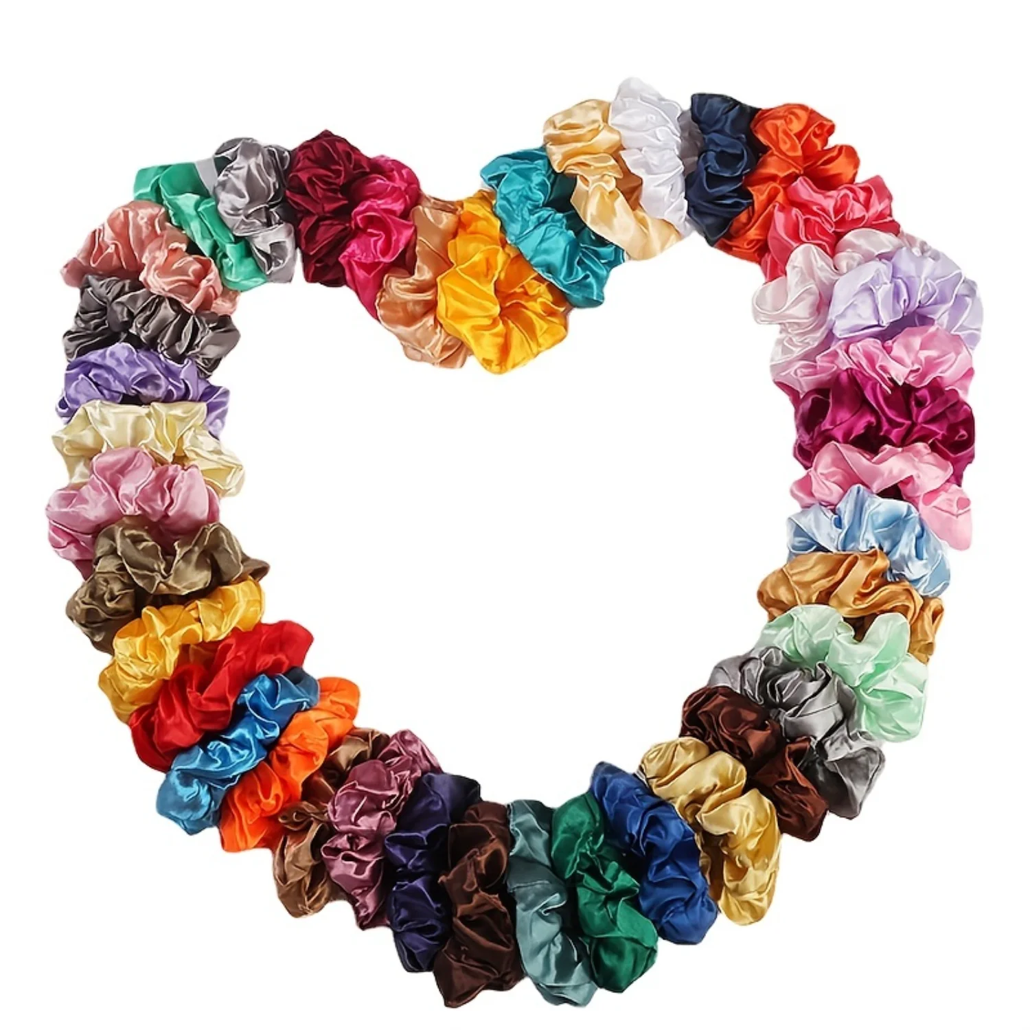 

60pcs Satin Scrunchies Simple Solid Color Hair Tie Elastic Hair Rope For Women Hair Accessories Bonnets silk men Hair cover