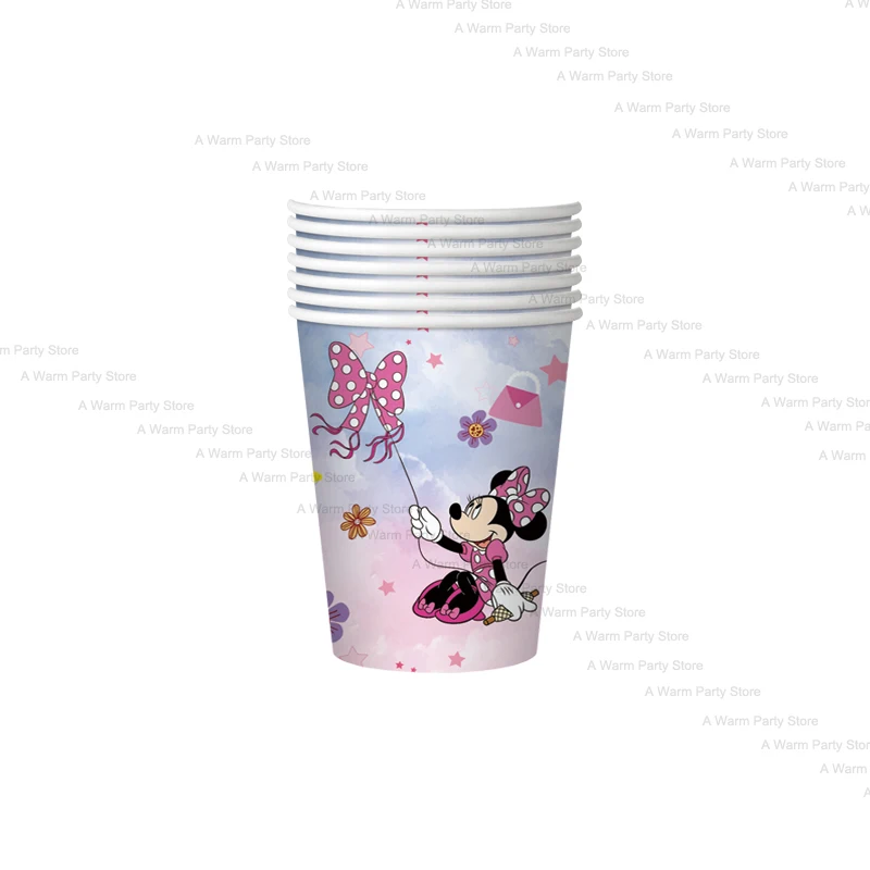 Minnie Mouse Theme Party Paper Cup Plate Napkin Knife Fork Spoon Disposable Party Decoration Supplies Girl\'s Party