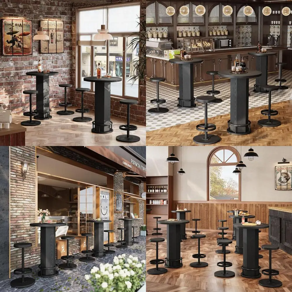 

Коммерческий обеденный комплект на 4 места, прочный барный стол 23,6 фута со стульями, деревянный стол для ресторана, мебель для кафе и пекарни, цвет рустик коричневый