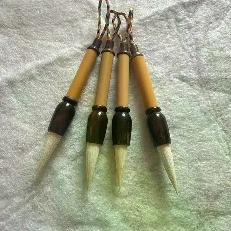 Mini Portable Chinese Calligraphy Brush 9cm Pocket Size Bamboo Handle Small Writing Brush Traditional Ink Watercolor Painting