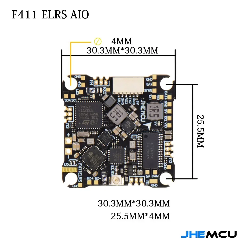 JHEMCU Ruibet F4AIO 12A ESC F411 Kontroler lotu FC 5V BEC 1-2S Lipo 25.5X25.5mm dla RC FPV Freestyle Racing Drone Quadcopter