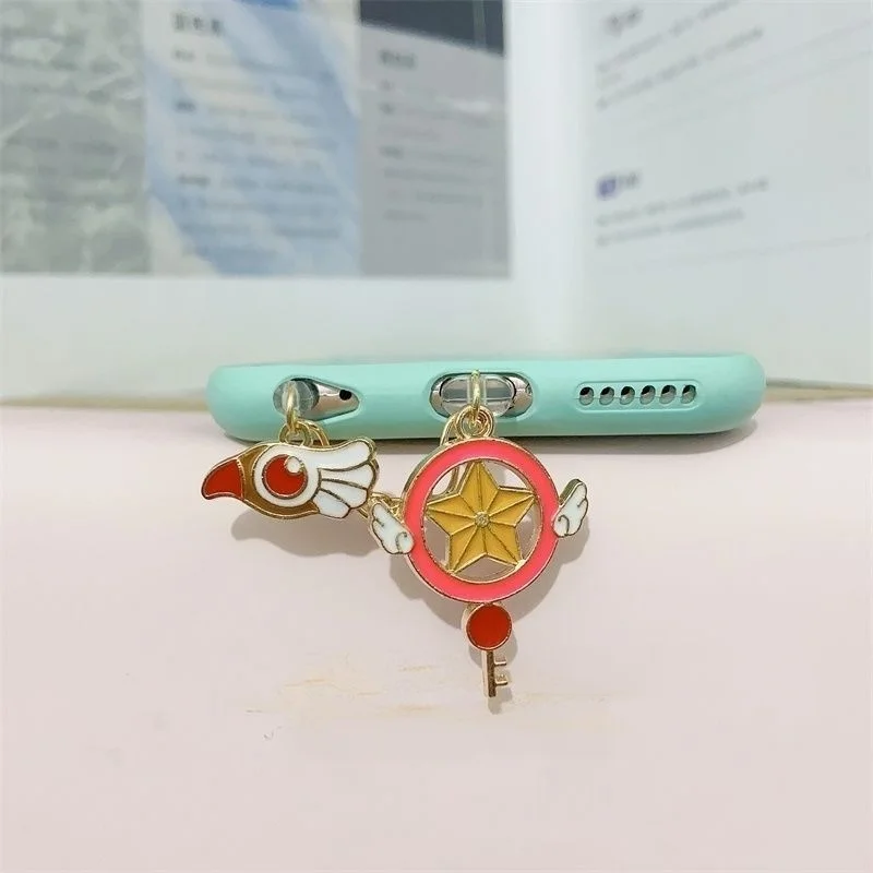 Cardcaptor Sakura Cartoon Anime Magic Wand Dust Plug Earphone Plug Charging Plug Couple Style Universal Mobile Phone Pendant view 3