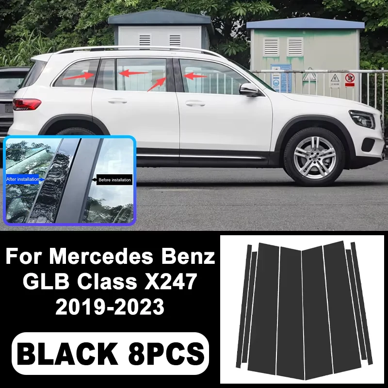 

For Mercedes Benz GLB Class X247 2019-2023 B/C Pillar Stickers -PC Window Decorative Trim for Middle Pillar,Car Accessories 2020