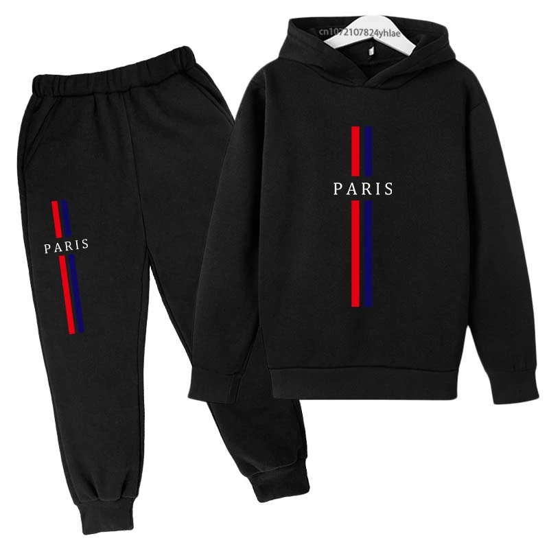 Ensembles de vêtements pour enfants, garçons et filles, 2 pièces, sweat-shirt + pantalon, imprimé Pa