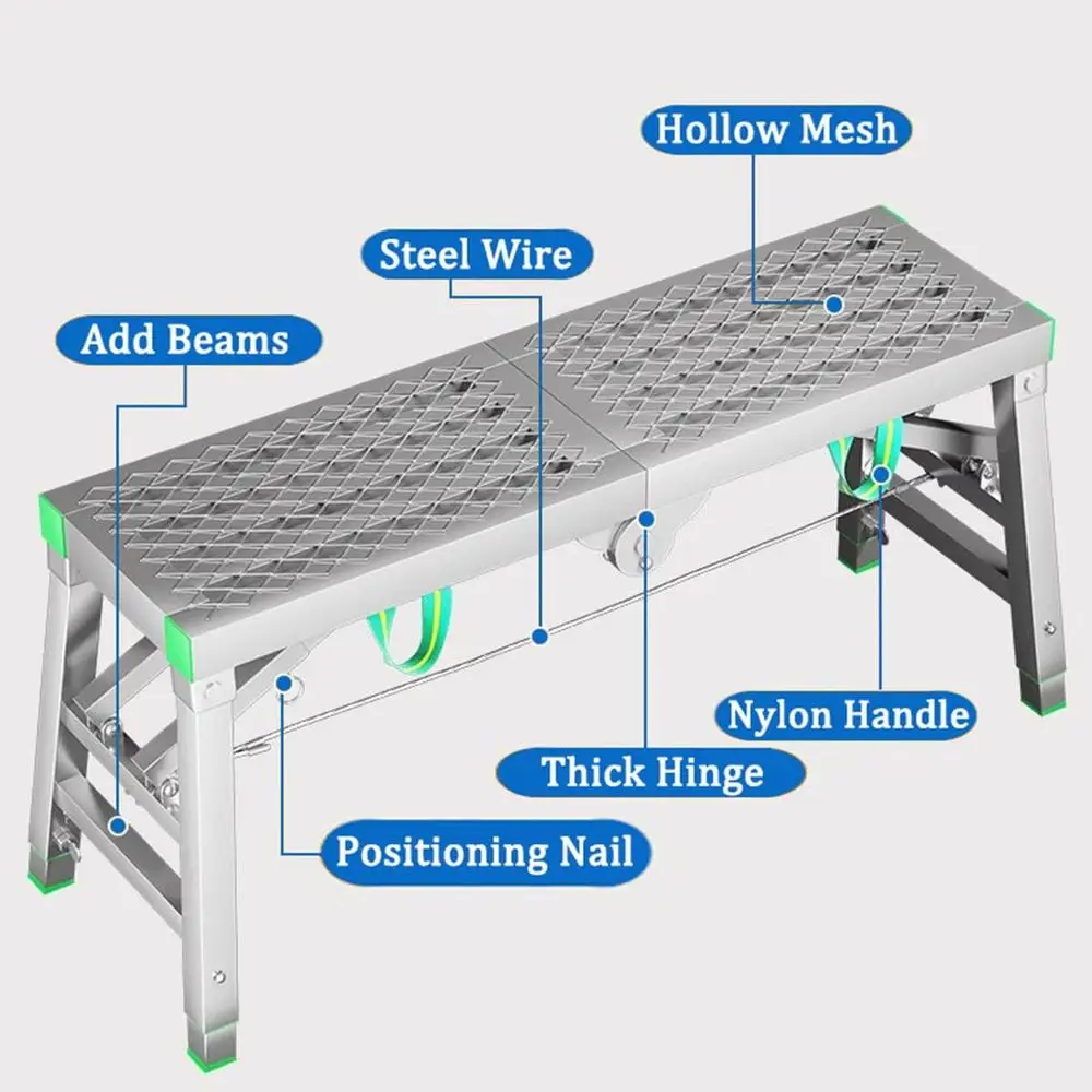 Adjustable Height Multipurpose Hollow Mesh Work Platform/Stool Bench Ladder (140x40cm)