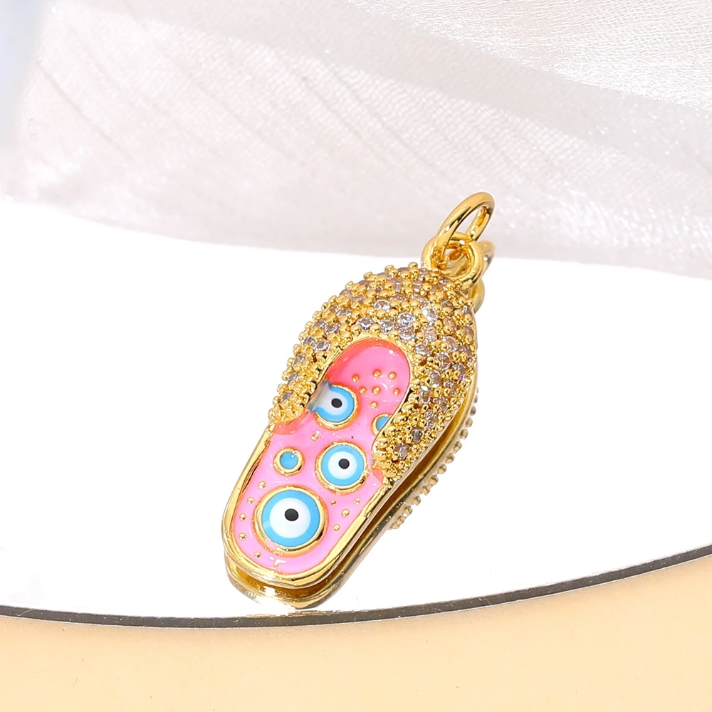 Juya Handwerk Bunte Emaille Anhänger Hausschuhe Hamsa Fatima Türkische Griechische Bösen blick Charms Für DIY Mode Schmuck Machen – Detail 6
