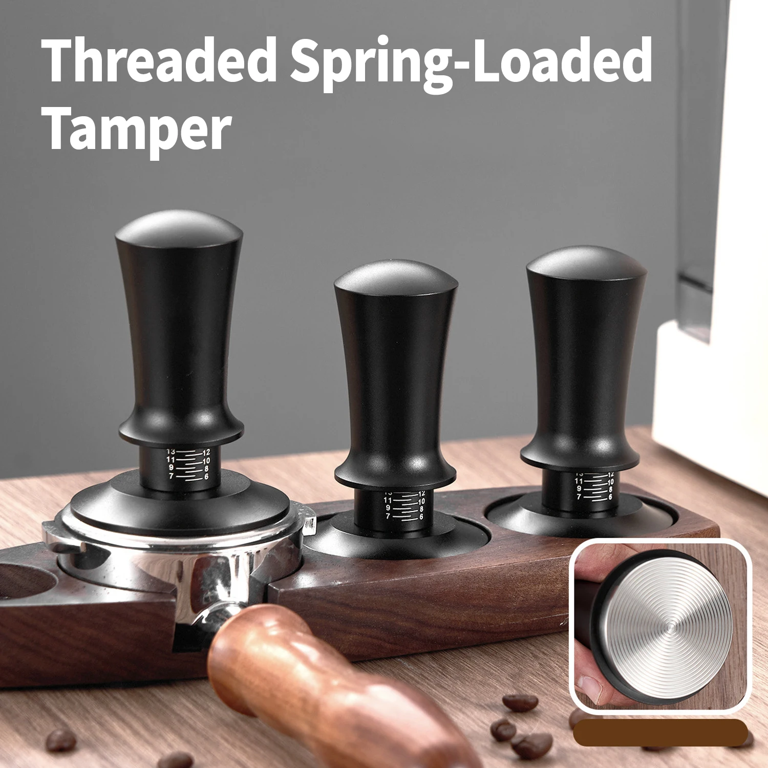 OANKR Espresso Coffee Tamper 51mm 53mm 58mm Coffee Tamper with Spring Loaded Tamper, Adjustable Depth, Stainless Steel Base