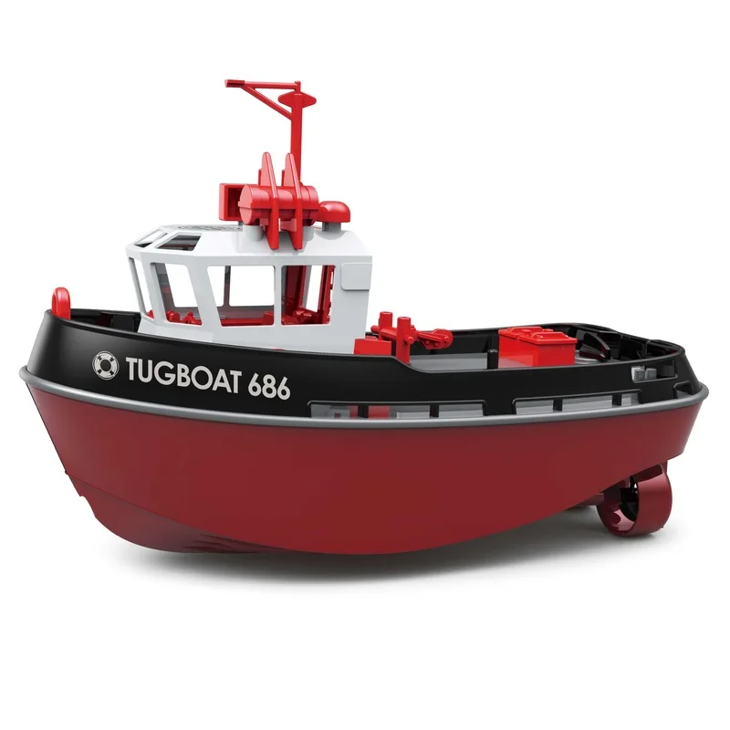 Telecomando Tugboat 1:72 simulazione Red Fire Boat 2.4g modello giocattolo decorato barca da pesca regalo di compleanno di natale per bambini