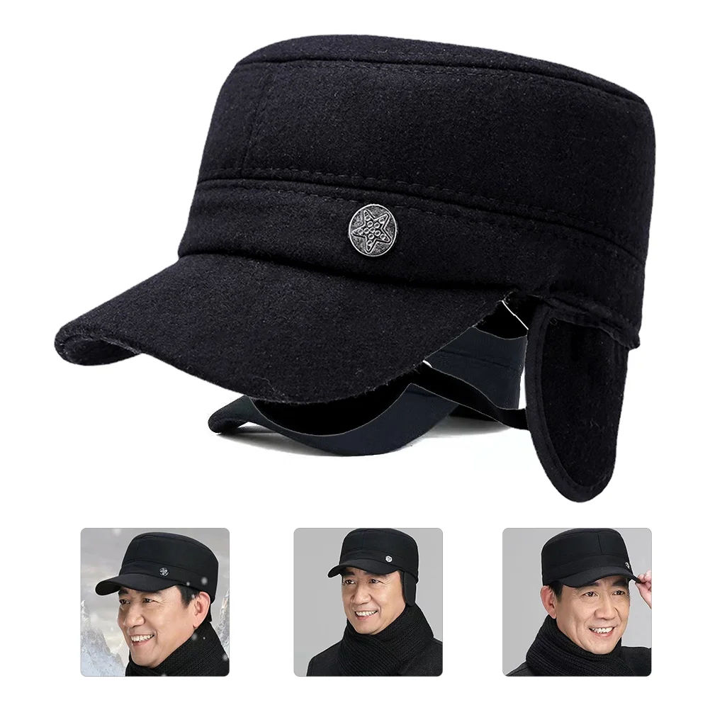 Warmth Hat Old Man Caps for Men Keeping Elderly Flat Top Grandpa Hats Middle Aged Boys Bonnet