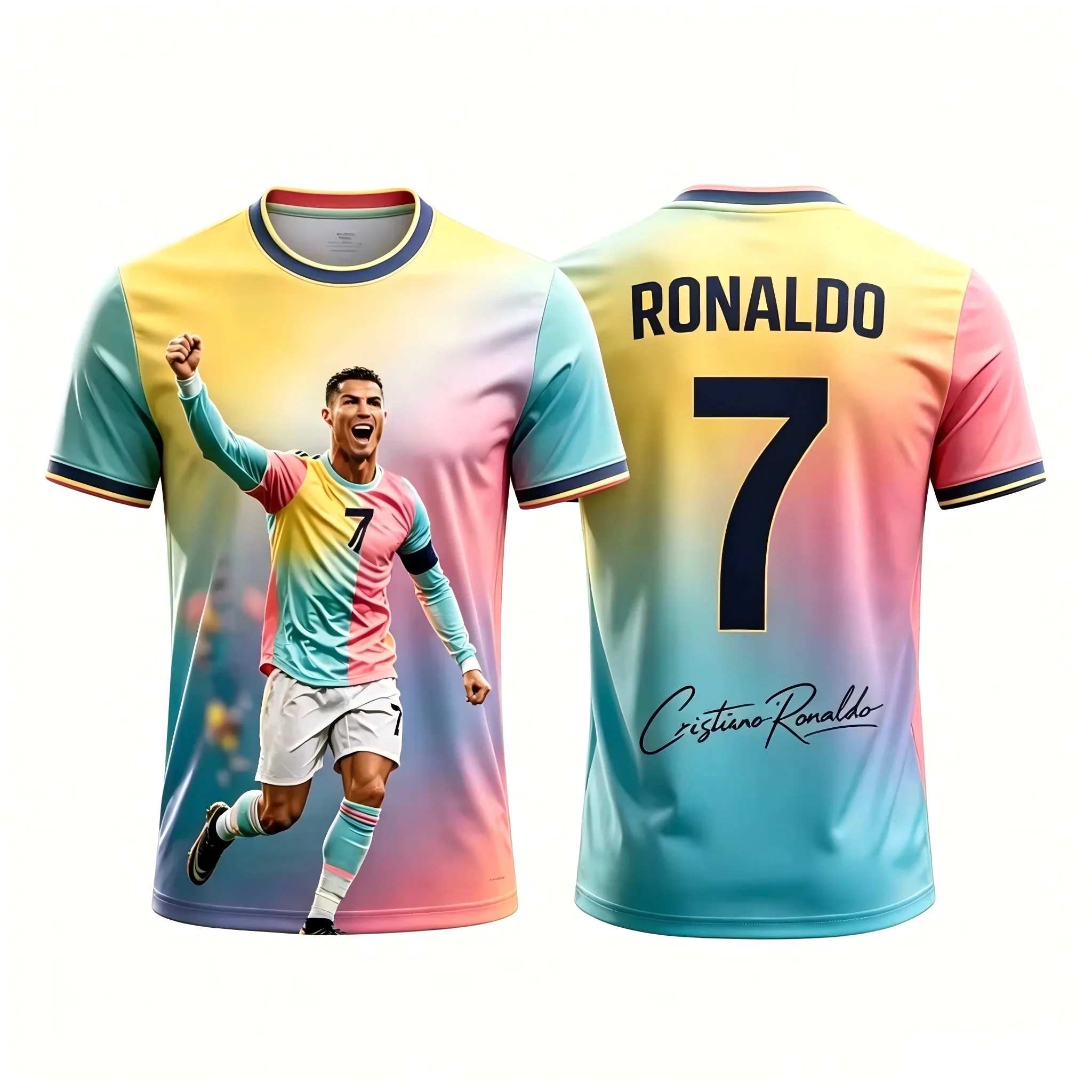 2026 Cristiano Ronaldo No.7 AI Pattern 3D All Over Printed Football Fan Jersey, Stylish Comfortable Breathable Men's Sports Top
