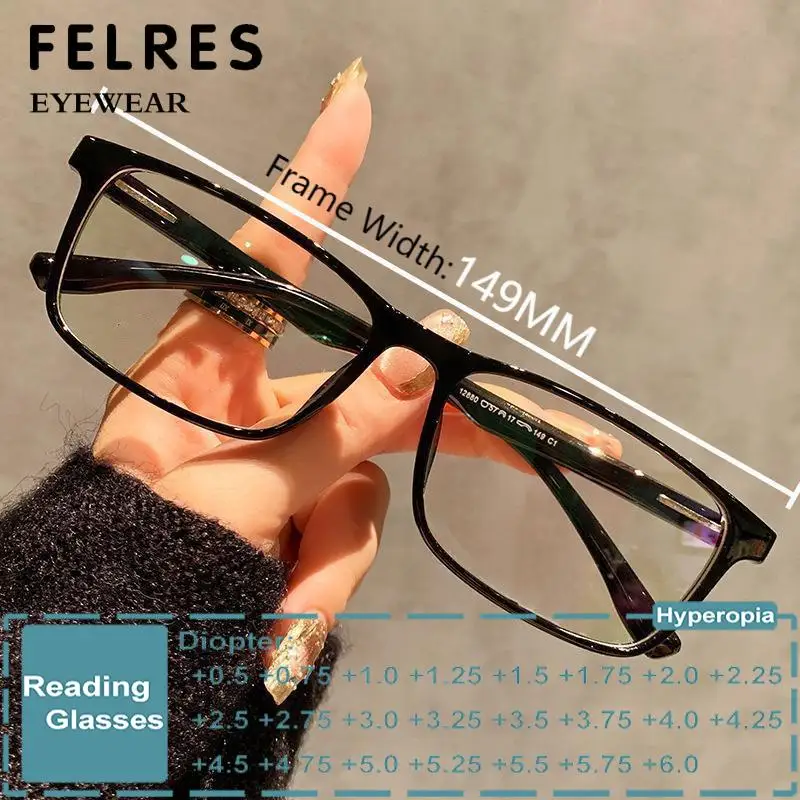 149mm Wide Frame Reading Glasses Men Women Finished Big Face Presbyopic Glasses Prescription Eyeglasses Customizable Lens