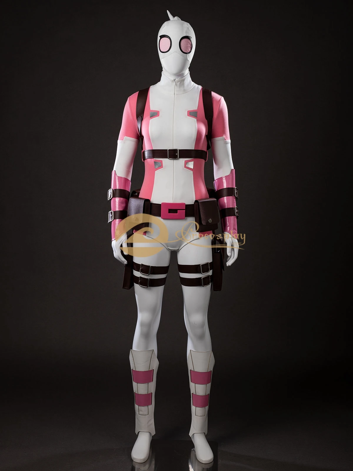 

Gwen Cosplay Poole Pool Costume Women Pink White Bodysuit Clothes for Halloween Role Play